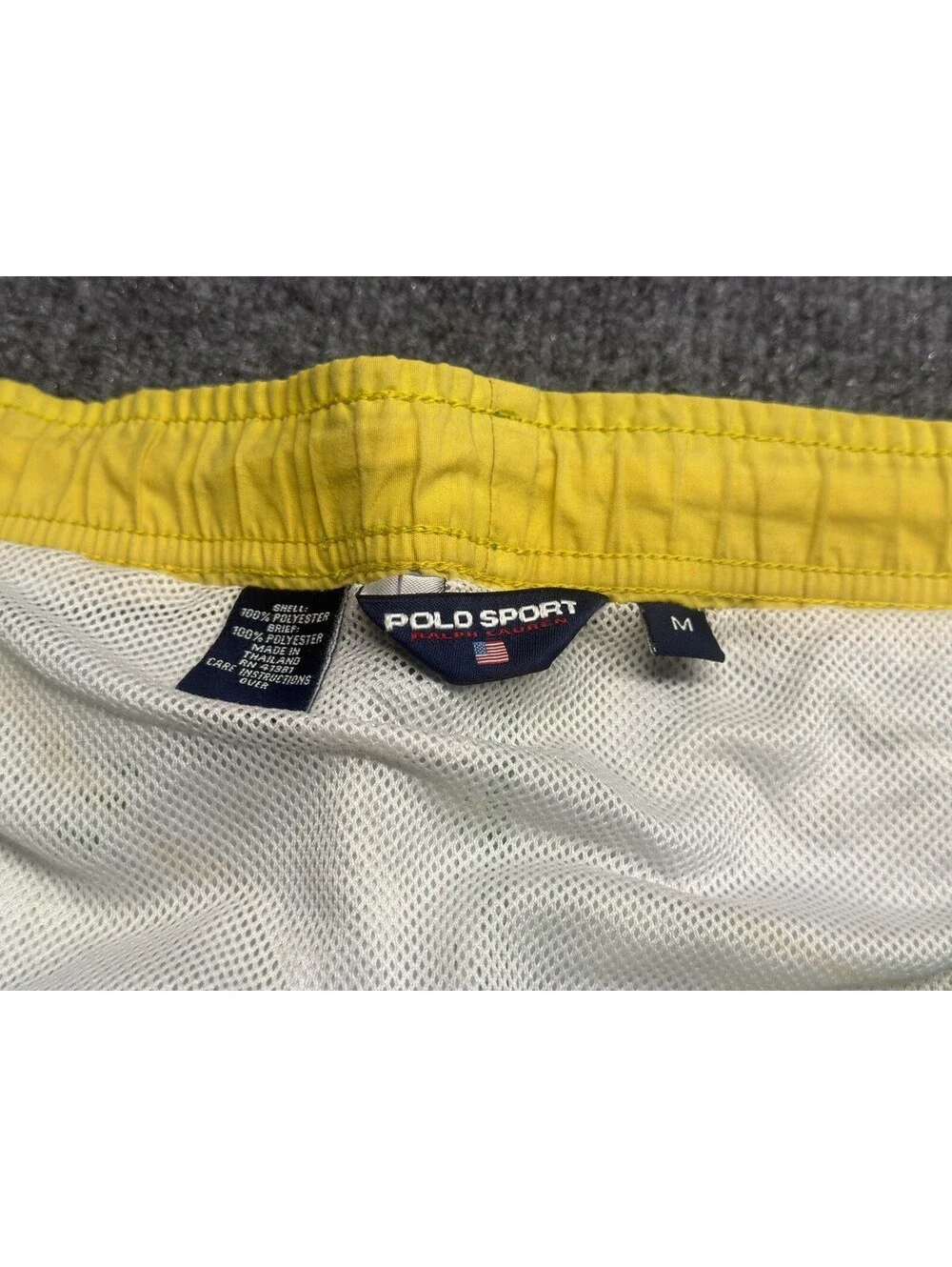 Y2K Polo Sport Ralph Lauren Fish Print Swim Trunks Men’s M Green Blue Resort